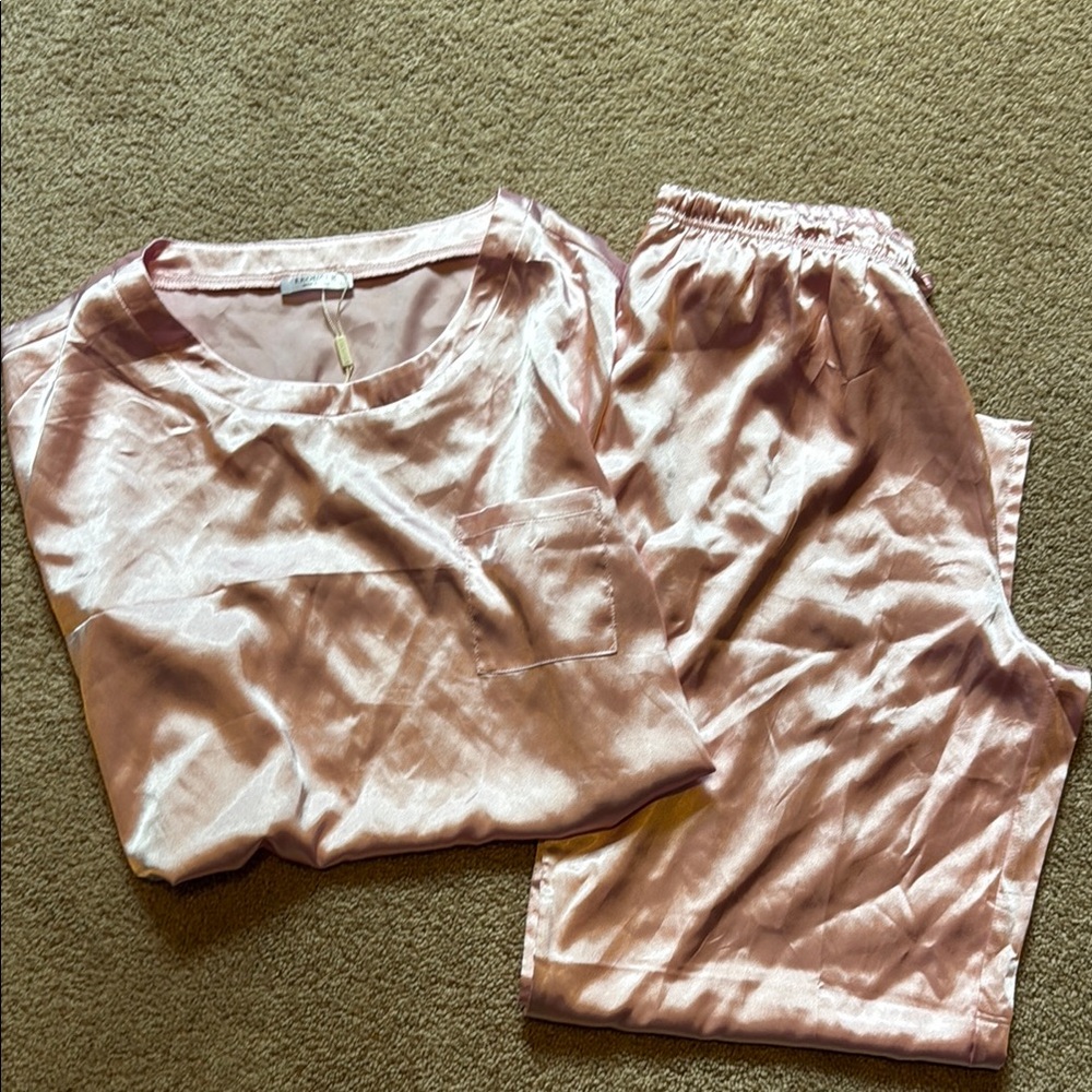 Pink Satin Pajama Set